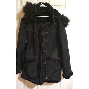 Makobi Men's Black Parka Jacket Big & Tall 3XL Button Pockets